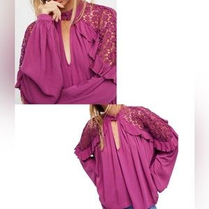 Free People Little Bit of Love Lace Blouse